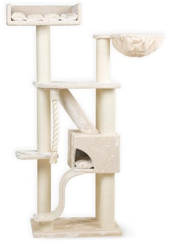 RHRQuality Cat Tree for Large Cats - Kilimanjaro Deluxe – 195 cm High – With 12 cm Sisal Posts & Luxury Resting Place – Cream