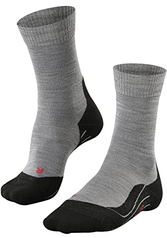 FALKE Damen TK5 Wandersocken atmungsaktive schnelltrocknende klimaregulierende geruchshemmende Wolle Funktionsmaterial leichte Polsterung antiblasen Trekkingsocken lang dünn 1 Paar | Leicht und bequem für Freizeitwanderungen