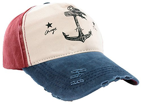 MFAZ Morefaz Ltd Unisex Baumwolle Baseball Cap Star Sport Mütze Baseballkappe Snap Back Trucker (C Anchor Red Nave)