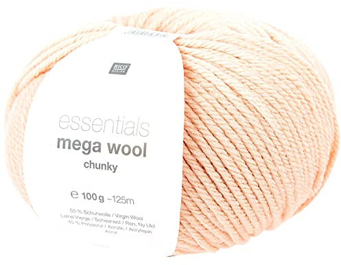 Rico Mega Merino Puder Wool Chunky Fb. 03, Dicke Merinowolle zum Stricken, Häkeln