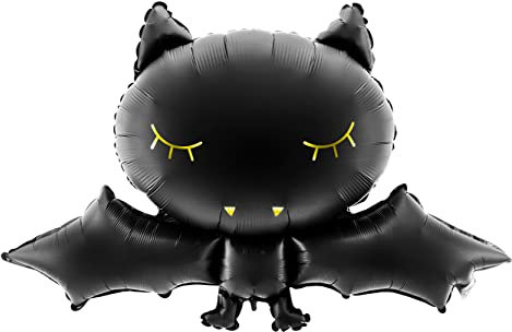 PartyDeco Folienballon Fledermaus - Halloween Folienballon Fledermaus in Schwarz mit Golddruck - Schwarz Maße ca. 80x 52CM