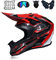 MRDEAR Motorrad Crosshelm Schwarz Rot, Motocross Helm Set mit Brille Handschuhe Maske Motorrad Netz (5 Stück) Fullface Cross Helm Motorradhelm Off Road Downhill ATV Pocket Dirt Bike Helm,S