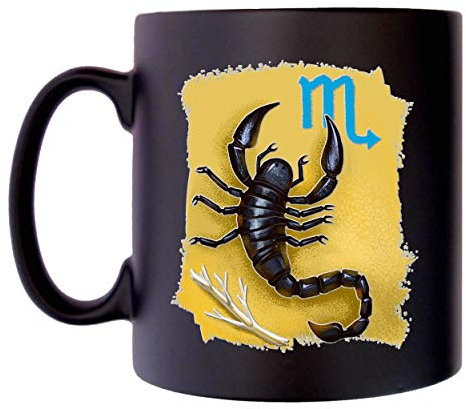Klassek Scorpio Star Sign Mug Zodiac Birthsign Astrology Horoscope Coffee Tea 10oz Black Satin Gift Present