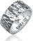 Kuzzoi Herrenring im Hammerschlag Design, Bandring massiv 10 mm breit in 925 Sterling Silber, Silberring gehämmert oxidiert, Ring für Männer im Biker Look, Ringgröße 66, 0604992820_66