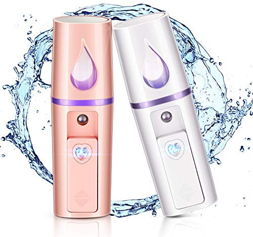 2 Pulverizador de Cara de Nano Mini Vaporizador de Vapor de Cara Portátil Rociador de Niebla Práctico con Espejo Diseño Hidratante e Hidratante para Cuidado de Piel, Maquillaje, Extensión de Pestañas