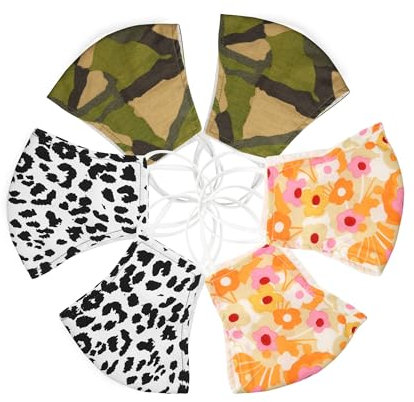 Bling Jewelry Maschera Viso In Tessuto Misto Colorato Divertente Con Clip Nasale In Metallo E Tasca Per Filtro Confezione Da 6