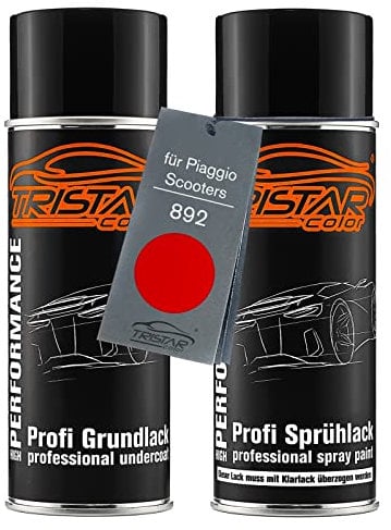 TRISTARcolor Motorradlack Spraydosen Set für Piaggio Scooters 892 Rosso Zip Perl Grundlack Basislack Sprühdose 400ml