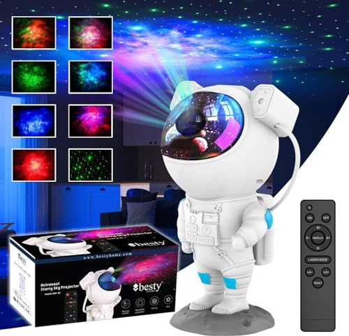 BESTY HOME Original Night Light Astronaut Galaxy Star Projector, 30 Projection Modes 360 Night Lamp with Timer Remote, Dimmable Combinations Romantic Starry Sky Best Gift for Bedroom Living Room