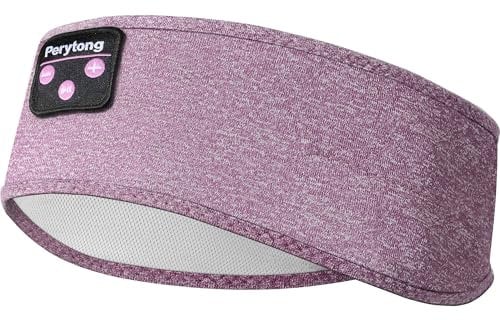 Perytong Schlafkopfhörer, Bluetooth-Sport-Kopfhörer mit HD-Stereo-Lautsprechern, ultradünn, perfekt zum Schlafen, Trainieren, Yoga, Meditation (Violett)