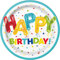 Unique 73105EU Eco-Friendly Paper Plates-23 cm-Happy Balloon Birthday Party-8 Count (Pack of 1), Themed Illustration, Multicolour, 23 Centimeters