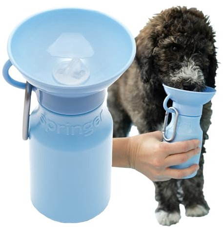 Springer Mini Travel Water Bottle – 426ml Small Dog Water Bottle with Patented Leak-Proof Design for Walking, Hiking and Traveling, BPA-Free (Sky Blue)