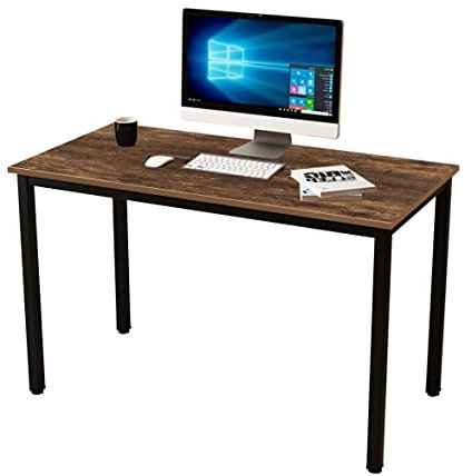 sogesfurniture Schreibtisch Computertisch Büromöbel PC Tisch, Stabil Bürotisch Arbeitstisch Esstisch aus Holz und Stahl, Einfache Montage, 120x60x75cm, Braun & Schwarz, BHEU-AC3FB-120