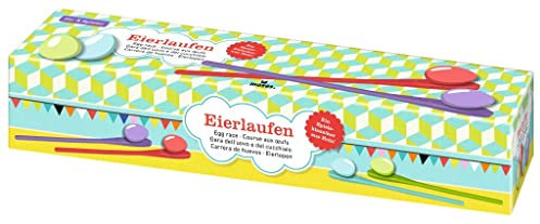 moses. Eierlaufen aus Holz – Spieleklassiker für Kinder ab 3 Jahren, Indoor- & Outdoor-Spiel, Spiel-Set mit 4 Holzlöffeln & 4 Holzeiern für Kindergeburtstage