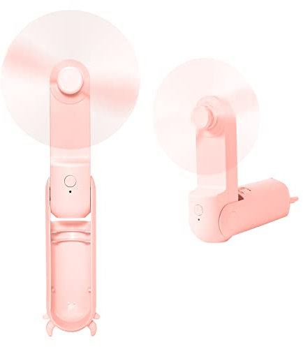 JOPHEK Tragbarer Ventilator, USB-Mini-Ventilator, batteriebetrieben, Schreibtischventilator mit Powerbank (rosa)