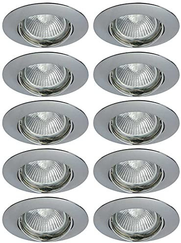 NCC-Licht 10 x Einbaustrahler Einbauleuchte DITO DT02B-C Chrom rund max. 35W ohne Leuchtmittel schwenkbar
