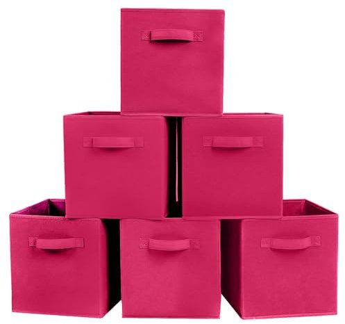 powerking Bacs de rangement, cubes de rangement pliables en tissu et tiroir de rangement en tissu pour placard et jouets Fuchsia