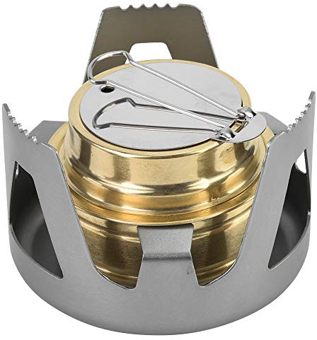 BORDSTRACT Réchaud à Alcool de Camping Portable, réchauds à Alcool ultralégers avec Support, brûleur à Alcool Portable pour Camping, randonnée, Sac à Dos, Pique-Nique, Barbecue(Gris)