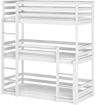 GREKPOL Kinderbett Etagenbett Hochbett Spielbett Stockbett TED (Weiß Capri 14cm, 80 x 180 cm)