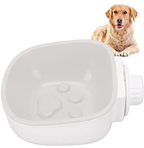 Crate Dog Bowl, Pet Crate Hanging Bowl to Prevent Choking Odorless Slow Food Dishwasher Safe for Small Dogs (Grey)