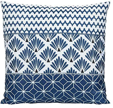 zeitzone Outdoor Kissen Floral Gartenkissen Wasserabweisend Blau Weiß 45x45cm