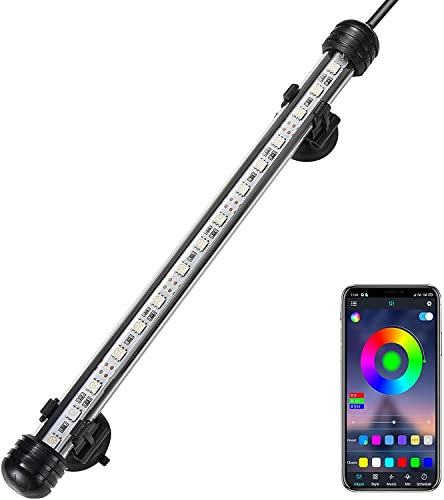 GreenSun Aquarium Lampe, Aquarium Beleuchtung, LED Aquarium Licht mit APP Fernbedienung, RGB Multicolor, IP68 wasserdicht, für Süßwasseraquarienleuchte 28cm