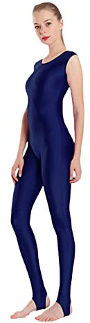 Costume de ballet pour femme - Body sans manches en élasthanne - Body pour pied, bleu marine, 3XL
