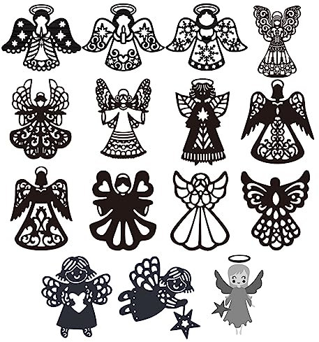 Briartw 15 x Engels-Stanzformen, Engelssegen, Metallschablonen für Kartenherstellung, DIY, Scrapbooking, handgefertigte Einladungskarten, Postkarten, Stressabbau, Prägedekoration, Bastelwerkzeug