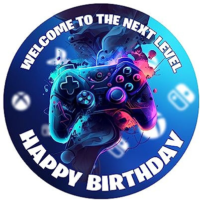YummyArt Edible Cake Topper - 20cm ⌀ Premium essbare Tortendeko Gamer kompatibel mit playstation Tortenaufleger sowie Tortenaufleger Nintendo MOTIV 002