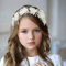IYOU Blumenmädchen Hochzeit Stirnband Elfenbein Blumen Stirnband Perle Prinzessin Haarteil Heilige Kommunion Haarschmuck für Mädchen