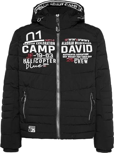 Camp David Herren Winterjacke mit Kapuze im Ski-Design Black XXL