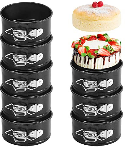 Sunnyray 25 Stück 10,2 cm Springform, Mini-Springform, klein, auslaufsicher, runde Kuchenform, Mini-Käsekuchenform mit abnehmbarem Boden, antihaftbeschichtet, Backform für Mini-Käsekuchen, Pizza