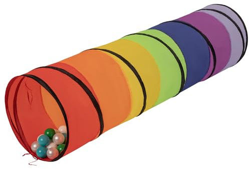 Selonis Pop-Up Tunnel Mit 100 Bälle Für Kinder Krabbel Spieltunnel, Mehrfarbig:Türkis/Weiß/Perl/Grün/Mint