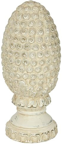 Flair Flower Dekoobjekt Zapfen dekorativer Pinien-Zapfen Deko-Zapfen Altweiß Deko Outdoor Shabby Landhaus-Optik Keramik-Zapfen Statue Gartenfigur Geschenk Gartendeko Artischocke, 23cm