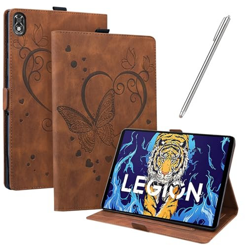 JayModCase Case for Lenovo Legion Y700, PU Leather Flip Stand Function Cover with Card Slot Protective Tablet Case (Brown)