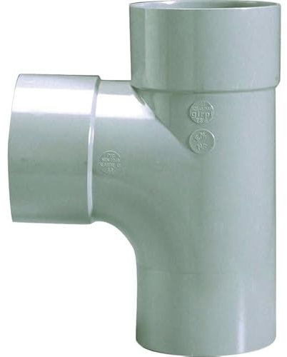 Raccord PVC gris en T - Mâle/femelle - diamètre 32 mm - Double emboîtage - Girpi
