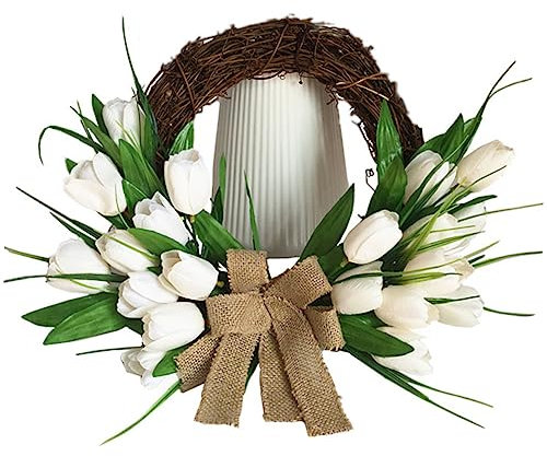 Zerodeko Country Style künstliche blüten hochzeitsdeco Kunstblumen blumenring гирлянда Wedding Decor türdekoration Weihnachten Kranz Fenster schmücken Tulpe Hölzern Weiß