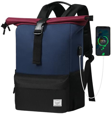 TANTOMI Rucksack Damen Groß, Laptop Rucksack Herren, Unisex Tagesrucksäcke Rolltop Rucksack Wasserdicht, Reiserucksack Lässiger Backpack Schule Freizeit Uni Arbeit Wandern