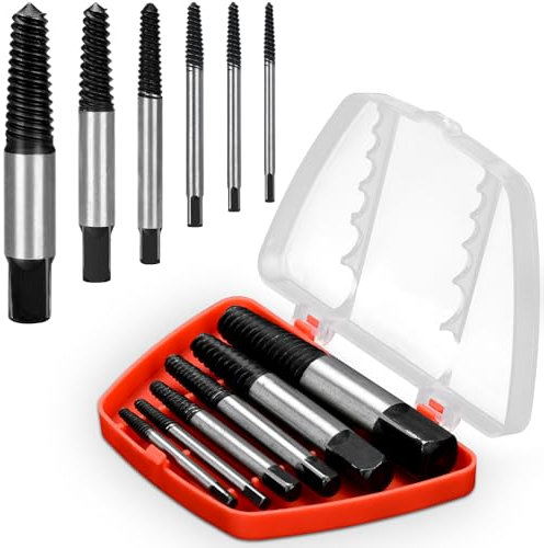 6pcs Screw Extractor Set, Bolt Extractor Set, Easy Out Stud Extractor, Damaged Screw Removal Tool for Broken Bolt Water Pipe