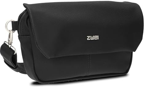 Zwei Damen Hip Bag Mademoiselle.M MH40 Crossbody Bag 2 Liter Volumen, kleine Messenger Bag als Hüfttasche, Bauchtasche oder Brusttasche zu tragen, klassisch-elegant (Nubuk-Black)