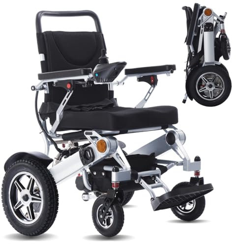 Faltbarer Elektrorollstuhl Aluminium Ultraleicht faltbarer Reiserollstuhl Elektrorollstuhl 20AH 30KM Silber