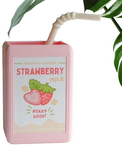 Vintage Vase - Unique Milk Vase, Cute Planter, Aesthetic Flower Vase with Juice Box Design, Good Decorative Effect for Pen Containers, Trendy Flower Vase with Colourful Design (ABS) (9 x 6 c,