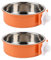 KuTi Kai 2 IN 1 Stainless Steel Pet Hanging Bowl Removable Dog Bowl for Crates Puppy Food Feeder Water Dish with Bolt Holder Dog (Orange-Large-2Packs)