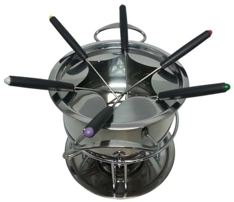 Yominerr Juego de 6 cacerolas para fondue, para fondue, multiusos, para acampar al aire libre, con 6 varillas, acero inoxidable