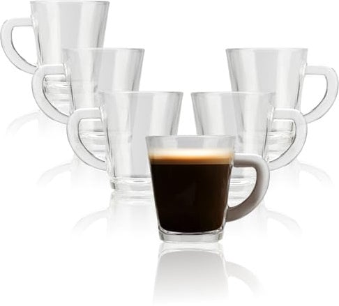 com-four® 6x Espressogläser aus hitzebeständigem Borosilikatglas - 70 ml Kafeegläser - robuste Gläser - spülmaschinenfest und mikrowellengeeignet (transparent - 70ml)