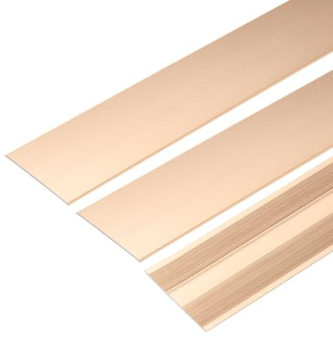 sourcing map 3 Pcs Aluminum Flat Molding Floor Transition Strip, 2x3 Ft Flat Divider Strip Trim for Laminate Flooring, Joining Flooring Gaps of Laminate Planks Tile, Gold