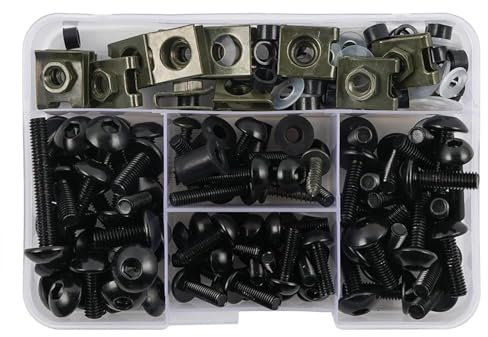 QIBBEI Set di Attrezzi Carenatura Bulloni Dadi Kit Corpo Fissaggio Pinze Vite per Z750 Z900 Z1000 Z800 per Versys 650 Er6n per Ninja 400 300 Z1000sx(Black)