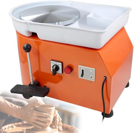 Rueda de Alfarería Eléctrica de 350 W, Plato Giratorio de Cerámica de 25 Cm Máquina Formadora de Cerámica de Alta Resistencia Para Adultos Máquina Formadora de Cerámica con Pedal de Velocidad Ajustabl