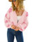 Jamron Donna Aperto Cardigan Corto Floreale Manica Lunga Cardigan Copricostume a Maglia Rosa SN602C271 M