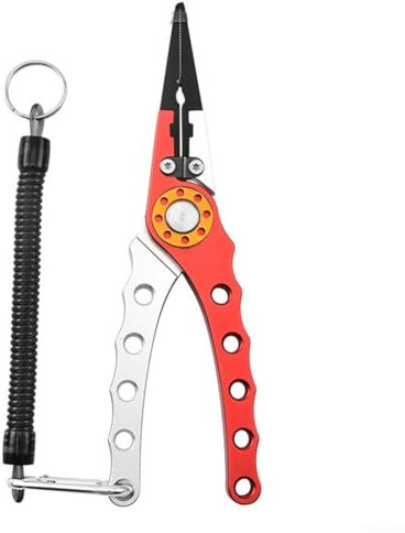 Oniissy Aluminum Fishing Pliers 8 Saltwater Braid Line Cutter Scissors Hook Remover,Fishing Pliers, Multi-Functional Lightweight aluminum alloy Fishing Plier Hook Remover Tool(red)