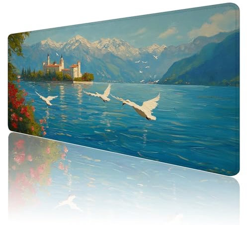 Gaming Mauspad XXL 1200 x 600mm Mauspad Blau Mousepad orange Farbe Mouse Pad Großer Erweiterter Schreibtischunterlage, rutschfeste Gummibasis Desk Mat Verbessert PräZision und Geschwindigkeit R467